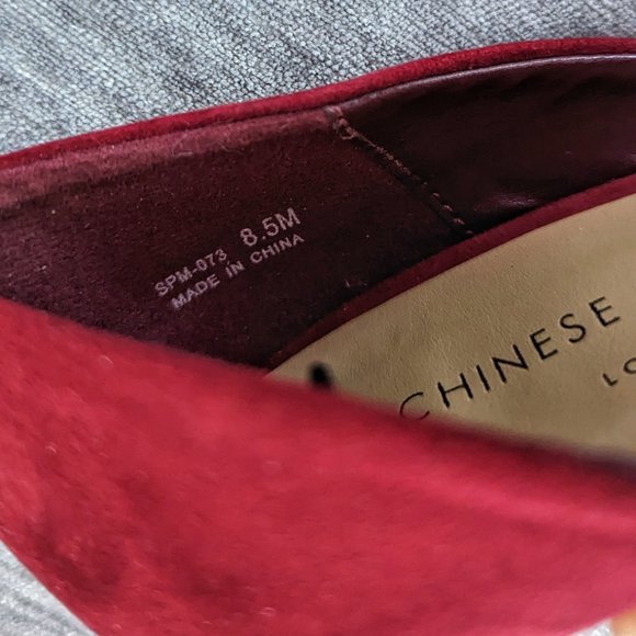 NWOT Chinese Laundry Microsuede, Pointed Toe Pumps (Red) - Picture 6 of 6